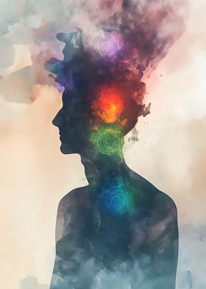 Silhouette with Chakra Roses