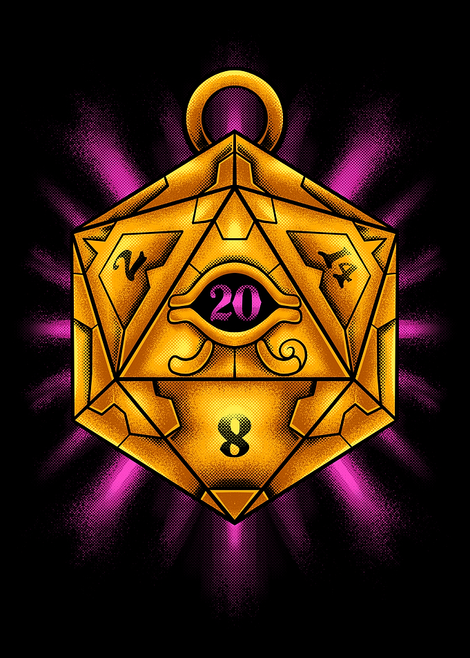 Golden D20 Dice