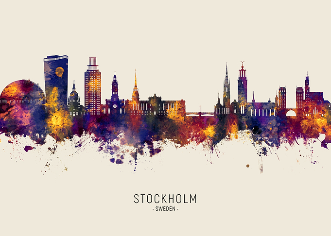 Stockholm Skyline Watercolor