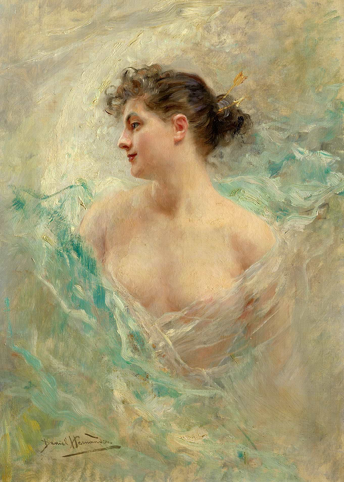 Woman in Green Drapery