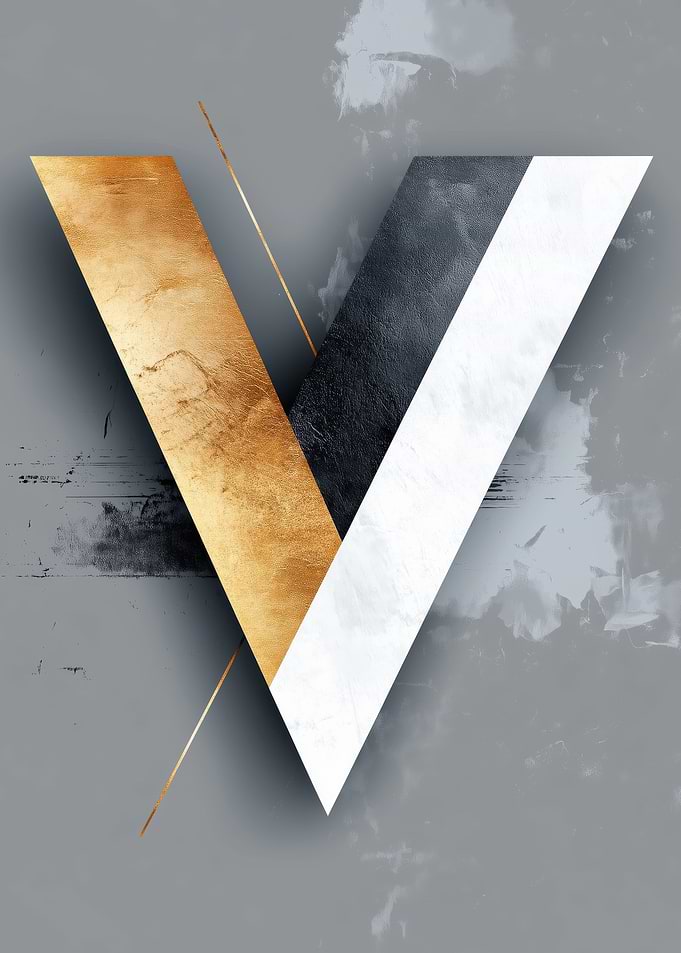 Gold and Gray Letter V
