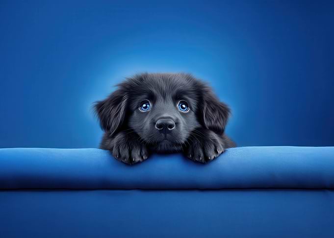 Black Puppy with Blue Eyes