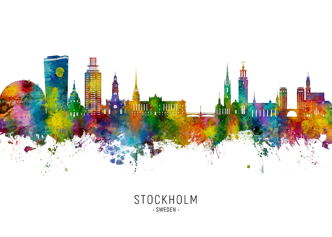 Stockholm Skyline Watercolor