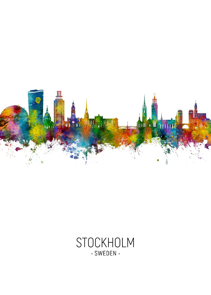 Stockholm Skyline Watercolor