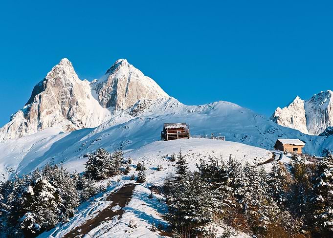 Snowy Mountain Cabin On The Ushba Mountain