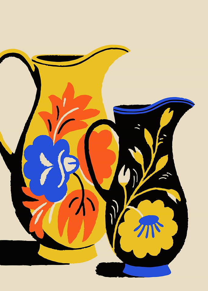 Ornate Floral Patterned Pitchers