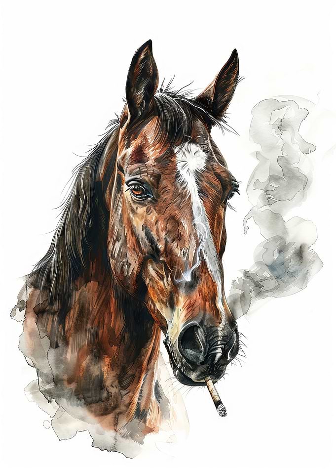 Horse Smoking Cigarette