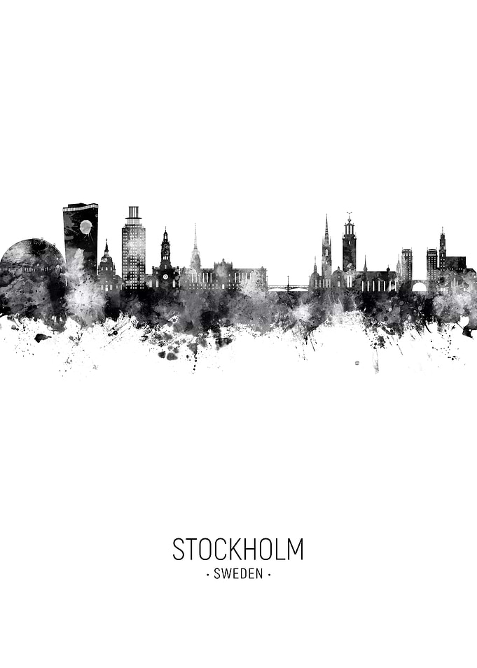 Stockholm Skyline Watercolor
