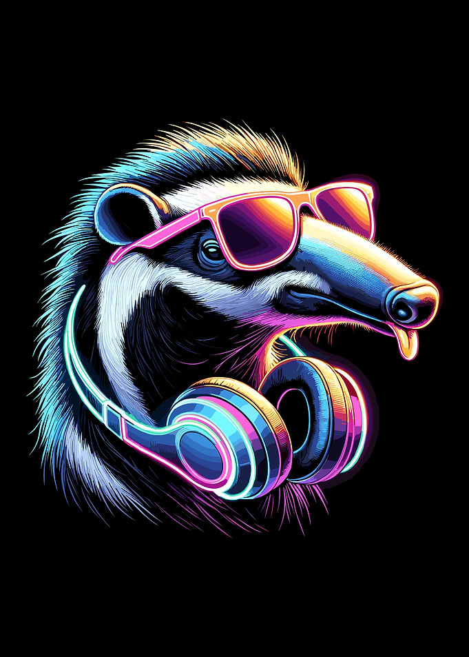 Anteater with Headphones