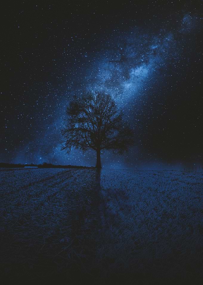 Blue Night Sky Salvation Cosmic Nature Landscape
