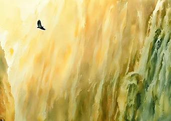 Watercolor Bird in Flight