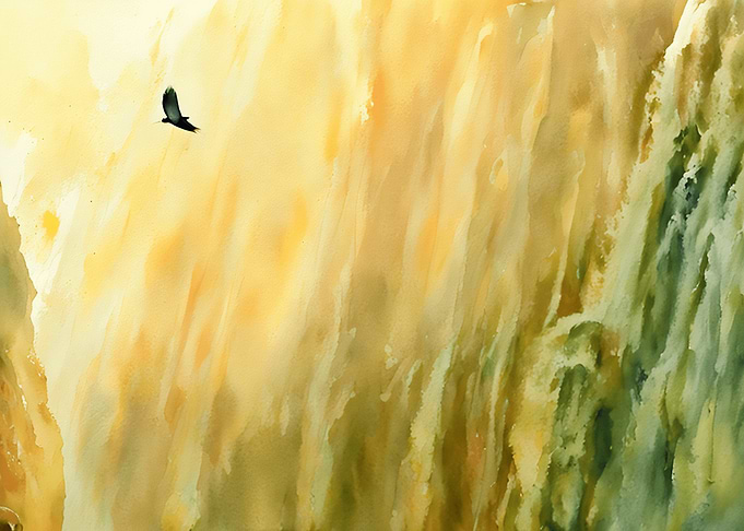 Watercolor Bird in Flight