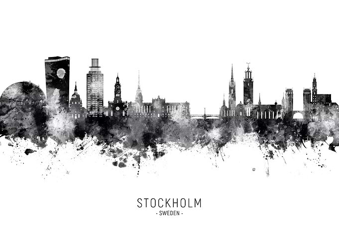 Stockholm Skyline Watercolor