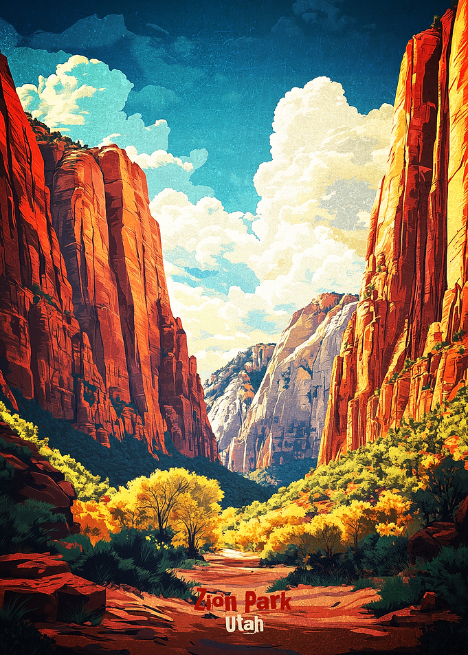 Zion National Park Art Poster