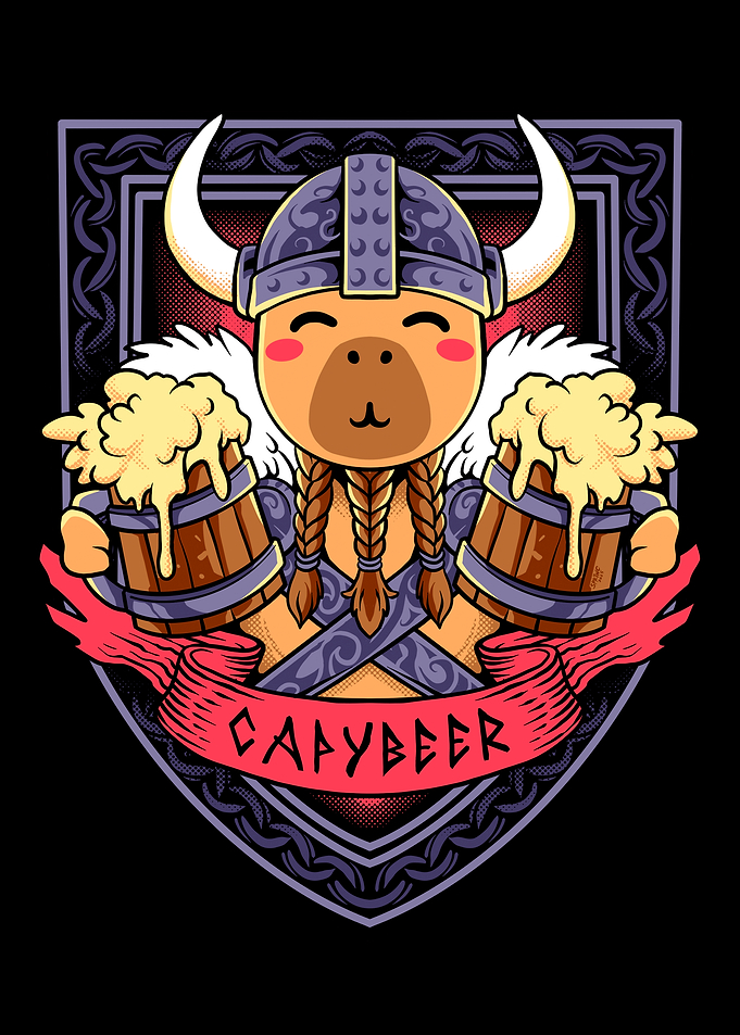 Capybara Viking with Beer