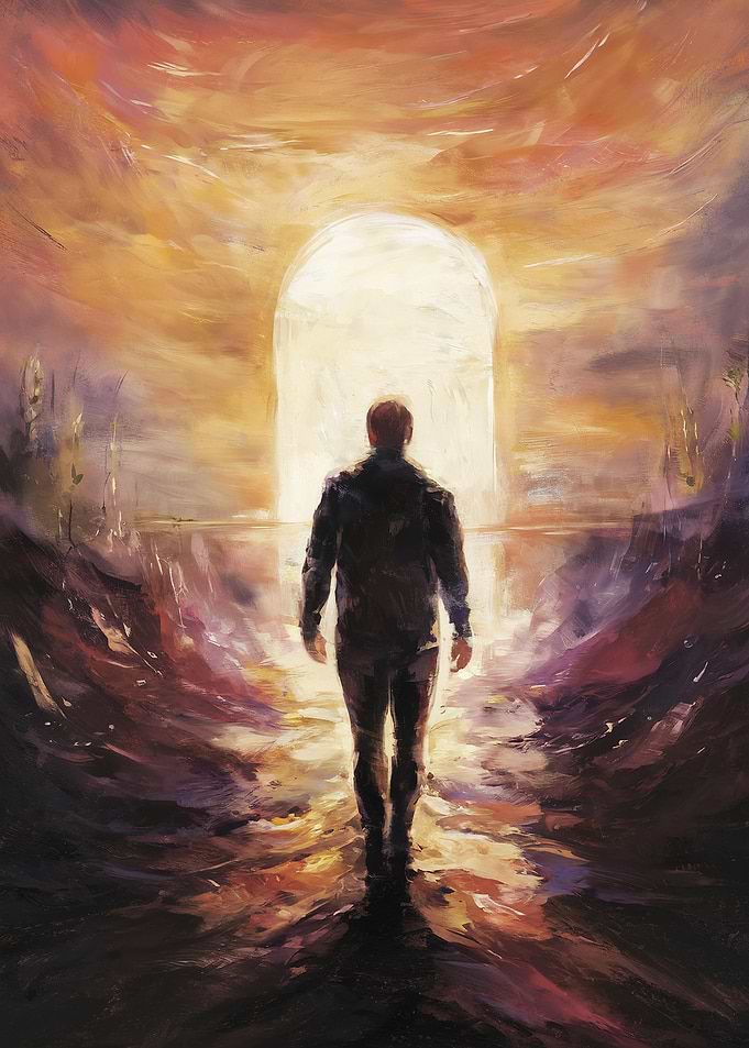Man Walking Towards Light