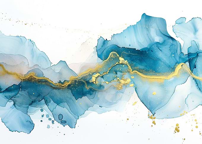 Abstract Blue and Gold Art