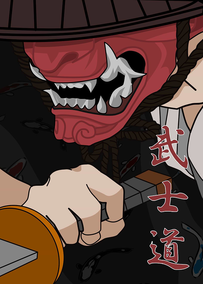 Samurai with Oni Mask