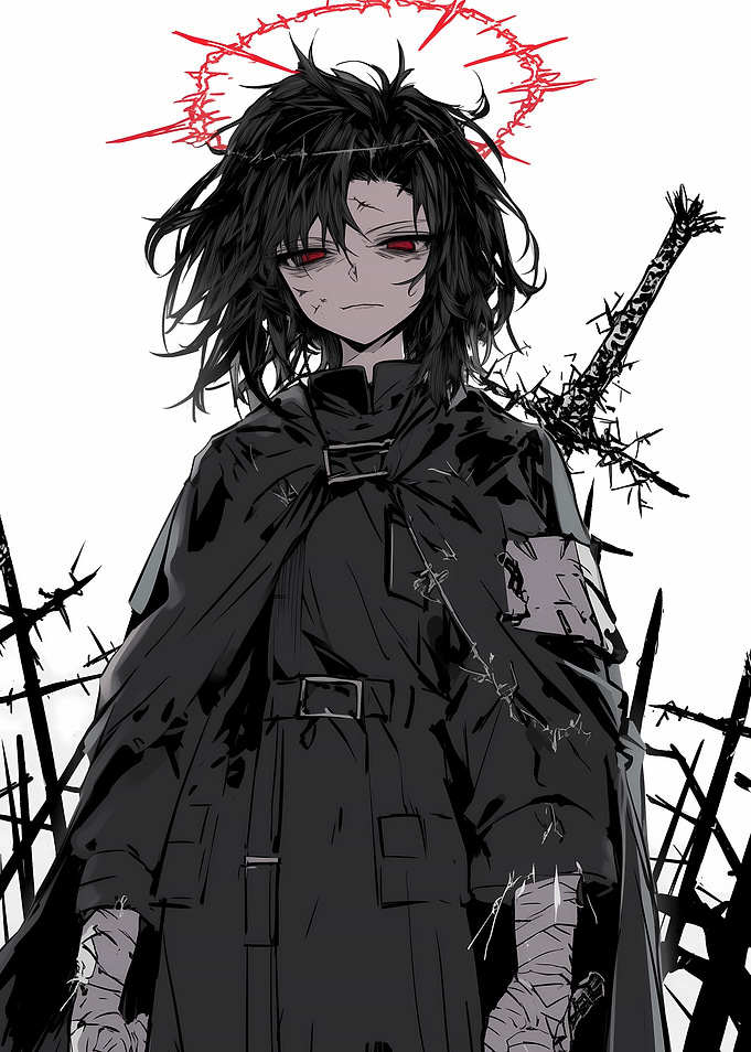 Dark Anime Character with Sword