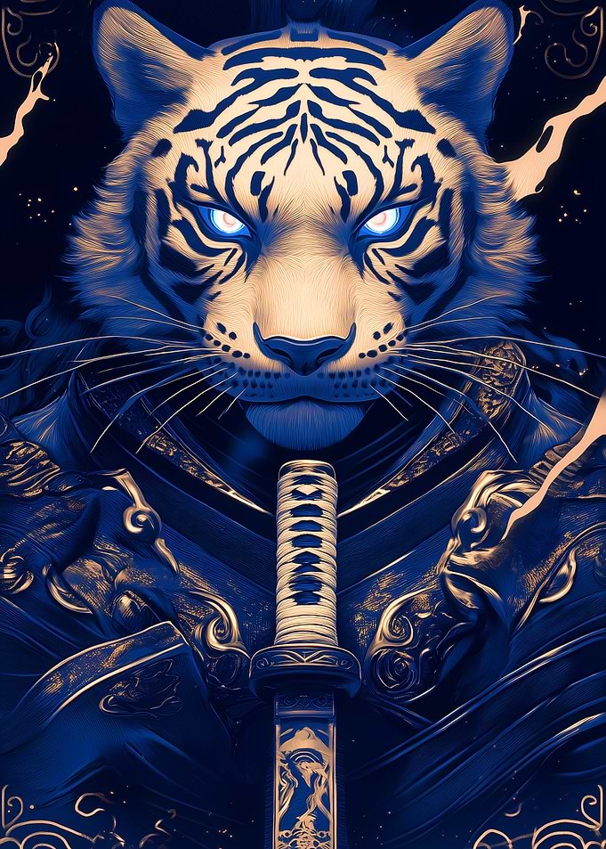 White Tiger Samurai Animal