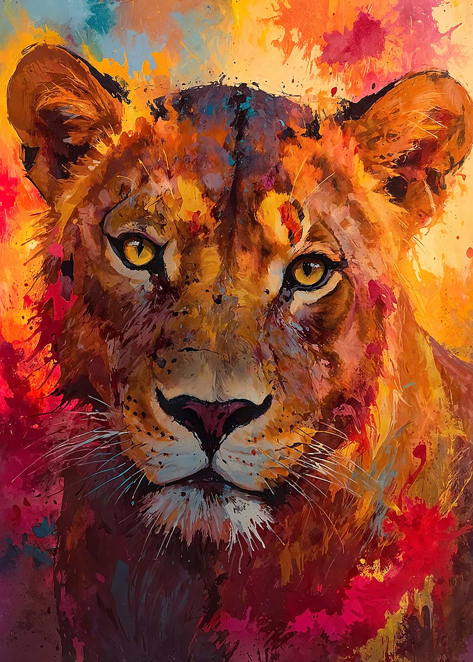 Lioness Splash Painting