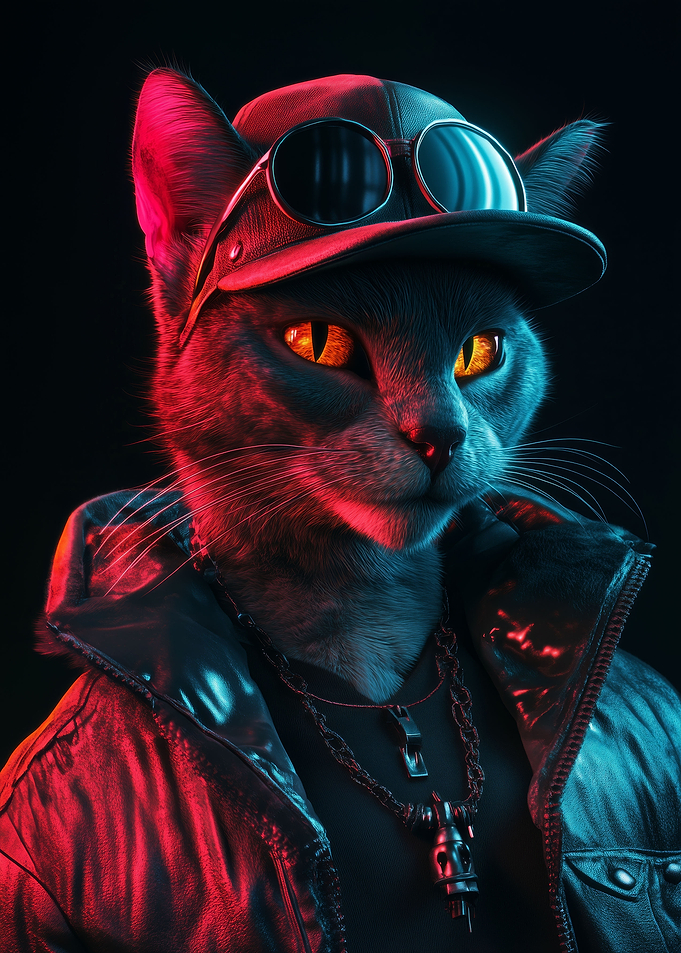 Neon Cyberpunk Cat