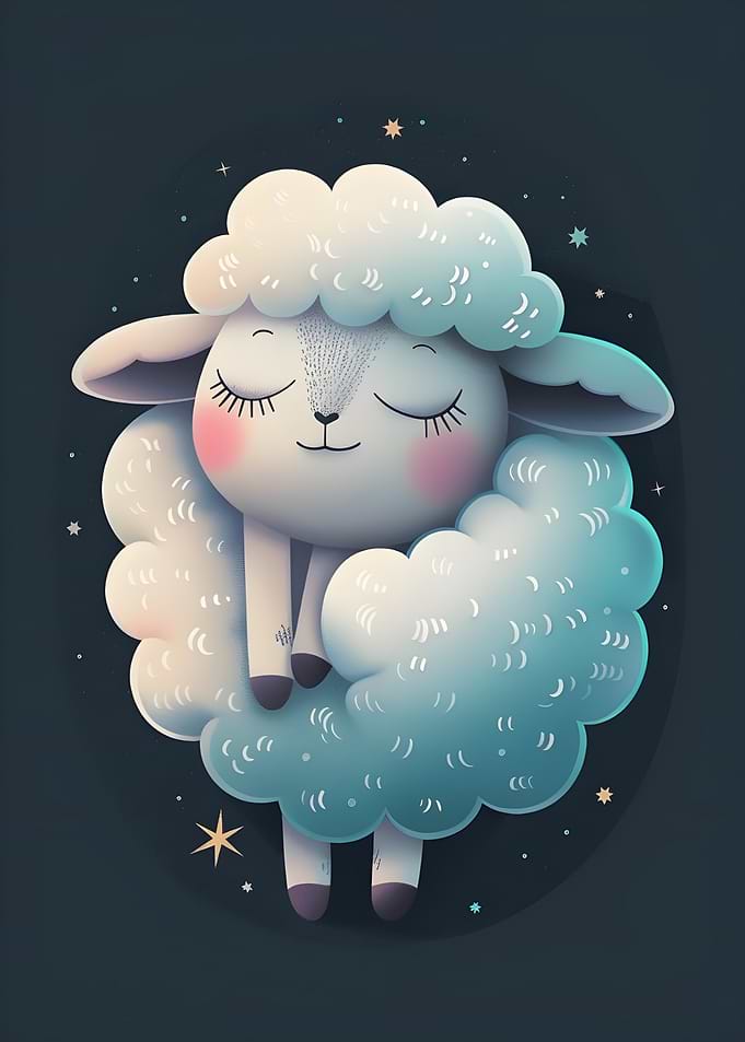 Sleeping Sheep in Clouds