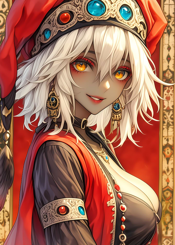 Anime Girl in Red and Gold Gaming