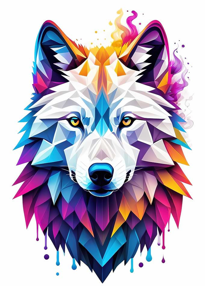 Geometric Wolf Art