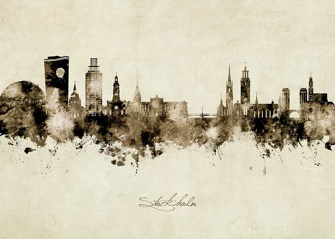Stockholm Skyline Watercolor