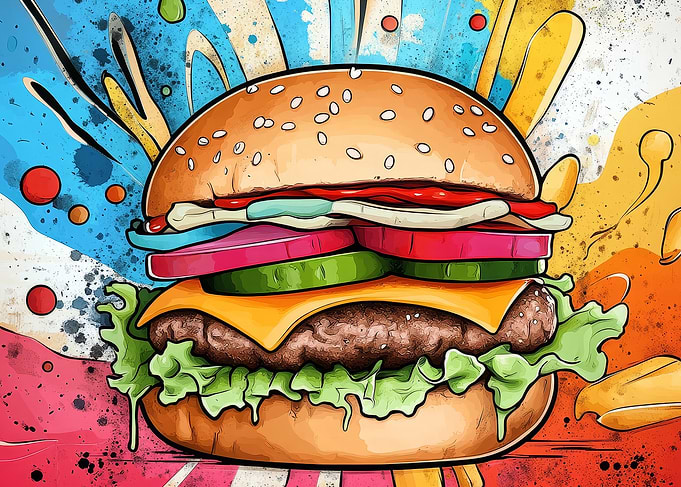 Juicy Burger Pop Art