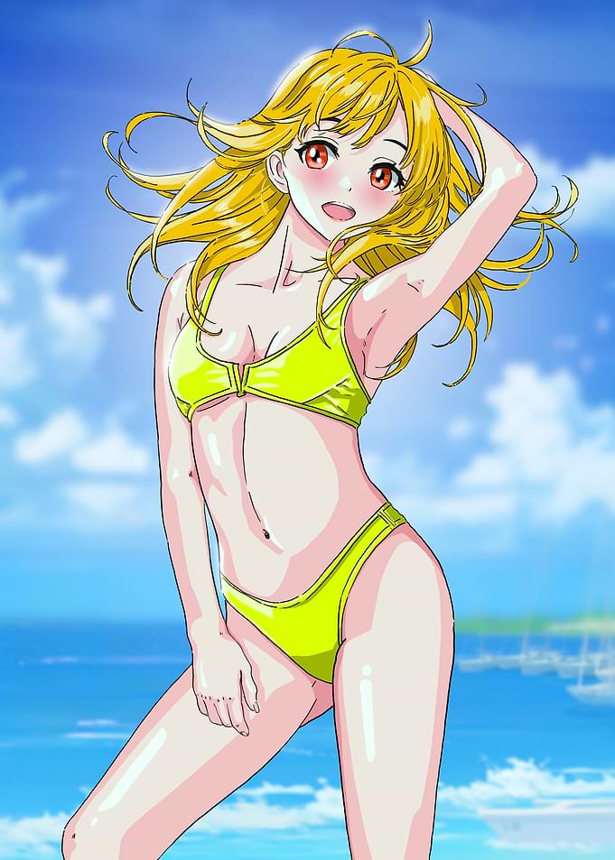 Anime Girl in Yellow Bikini