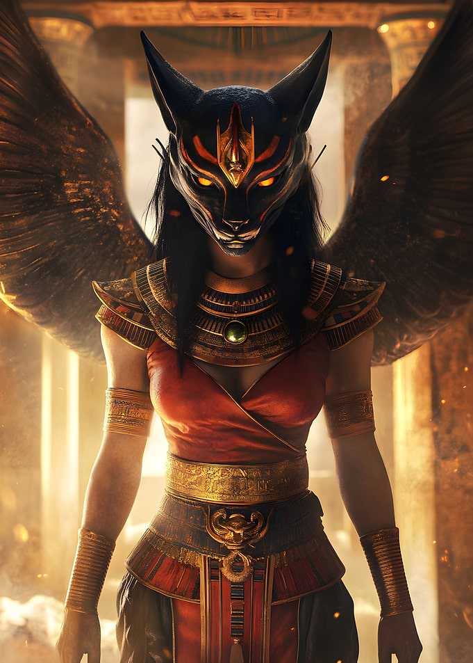 Egyptian Goddess Bastet with Wings