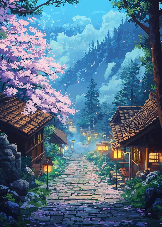 Japanese Village at Dusk