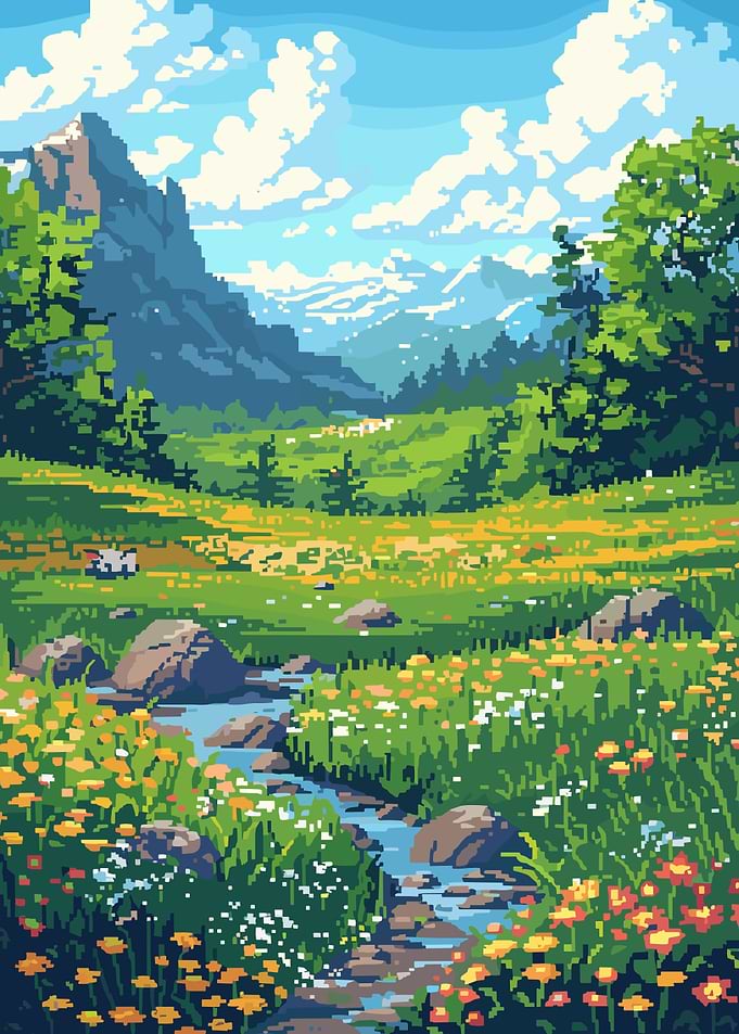 Spring Meadow Pixel Art