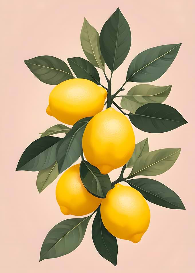 Golden Lemons on Green