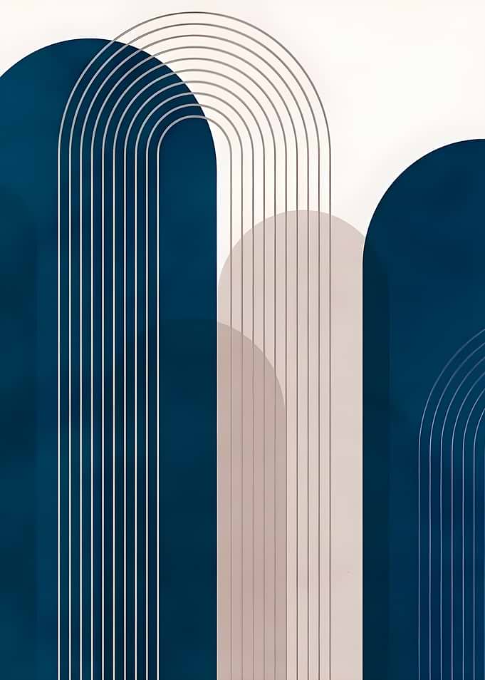 Abstract Blue and Beige Arches