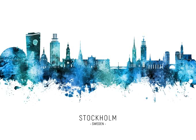Stockholm Skyline Watercolor