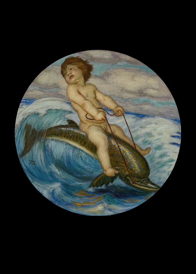Child Riding a Fish Franz von Stuck