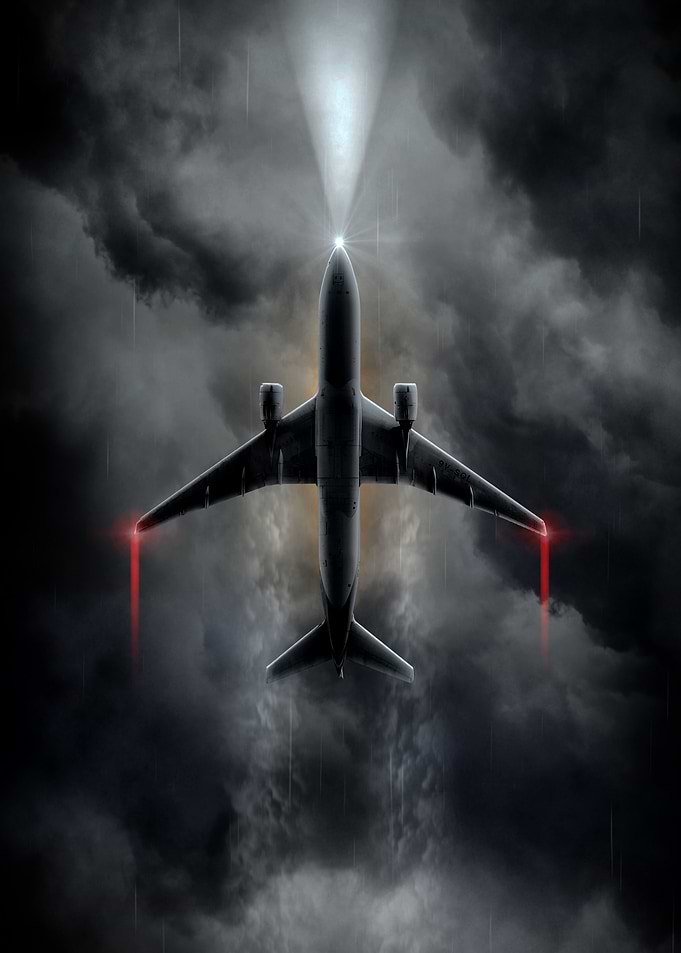 Airplane in Stormy Sky