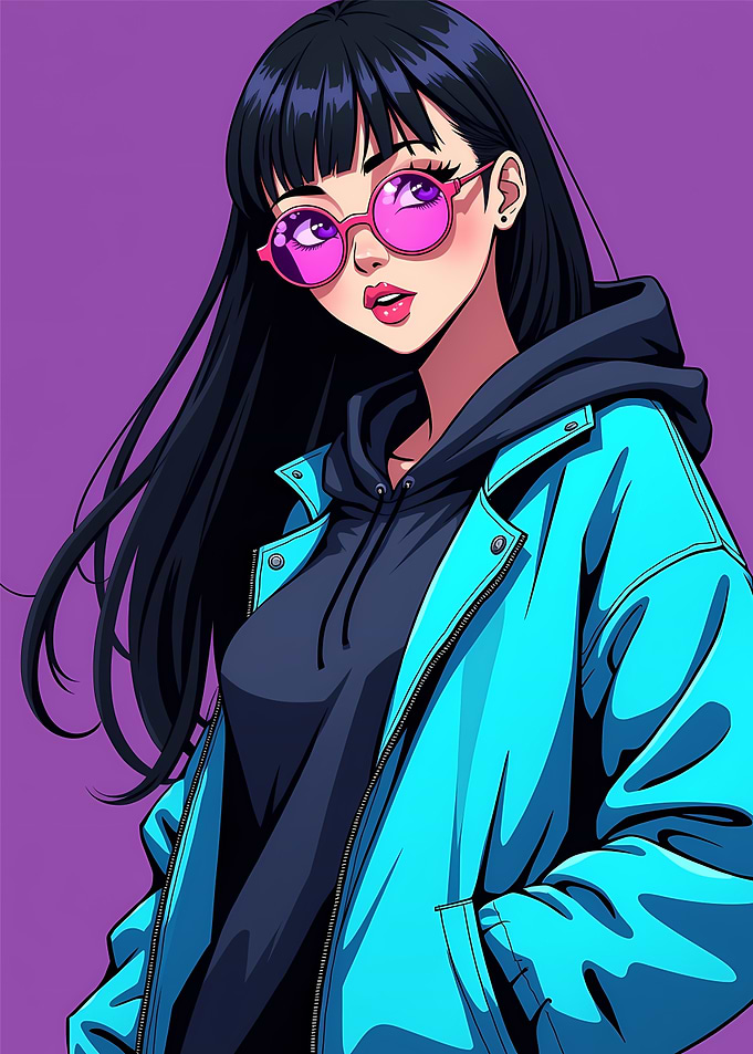 Anime Girl in Blue Jacket