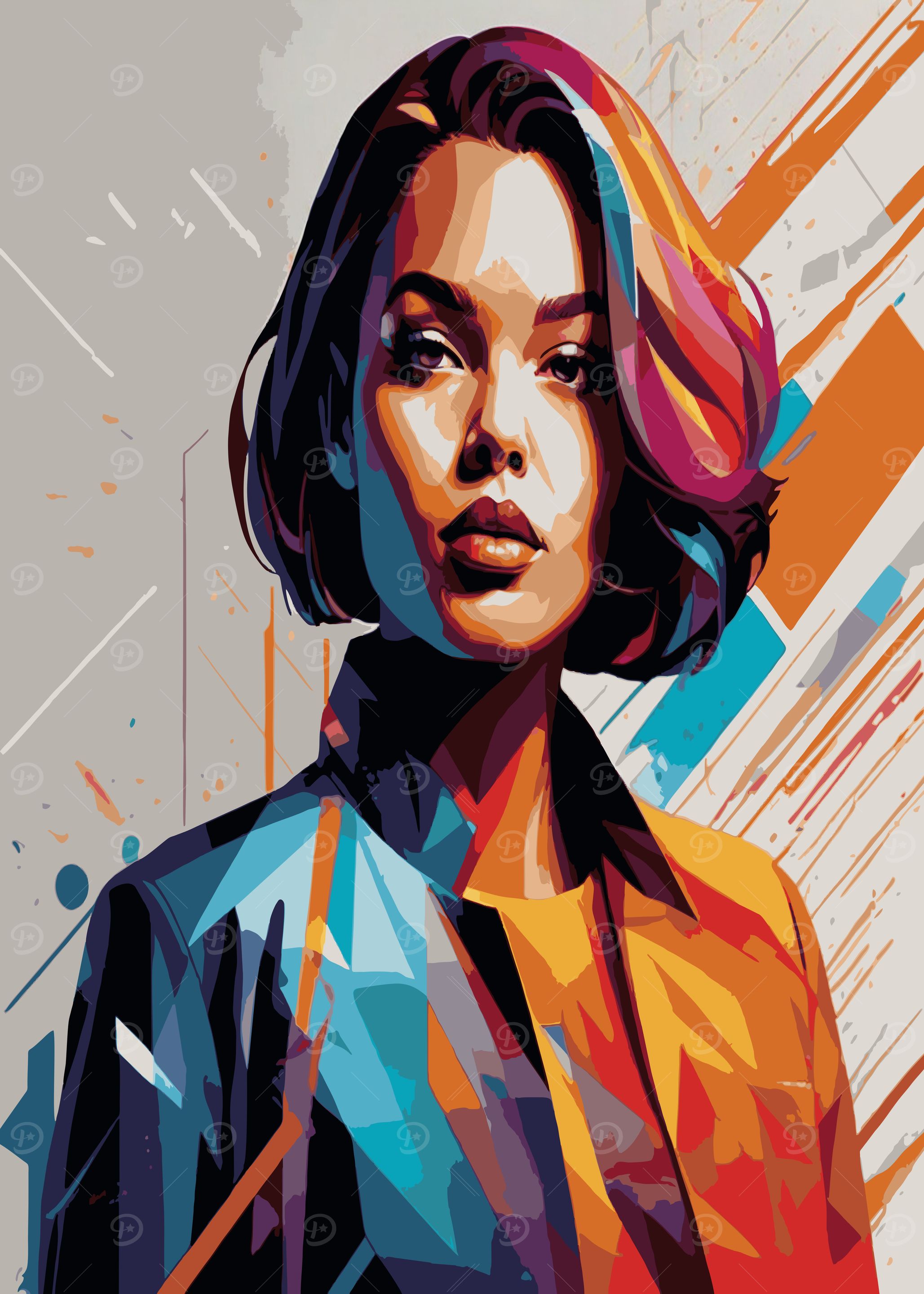 Woman in Colorful WPAP Art