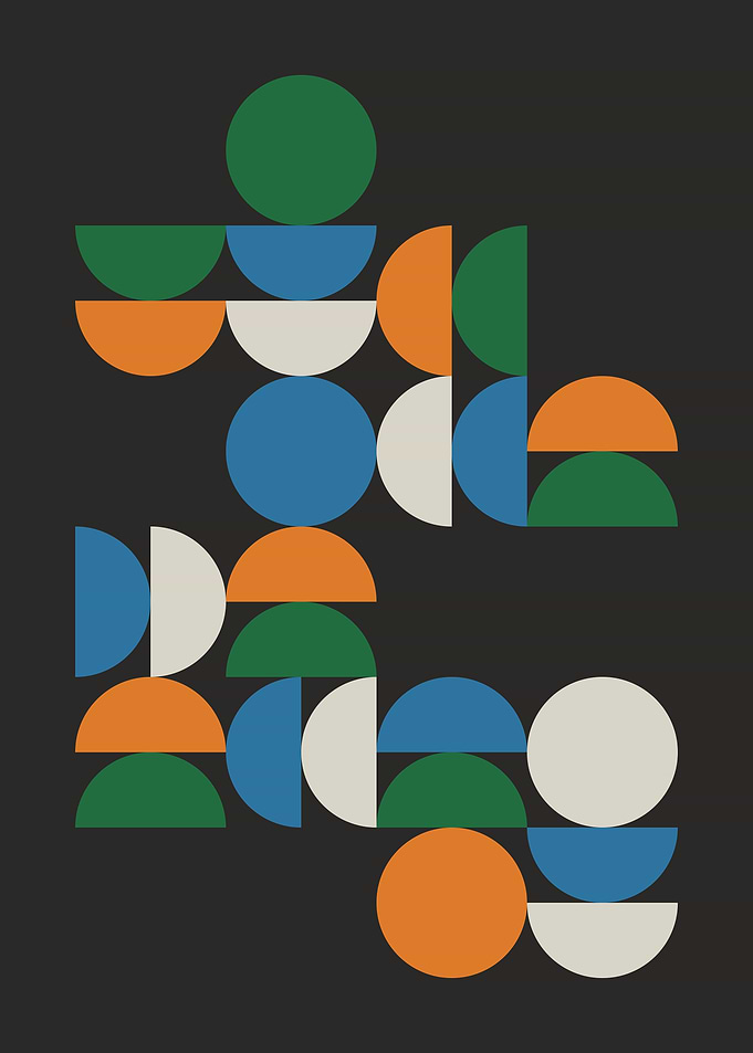 Abstract illustration with semicircles and circles