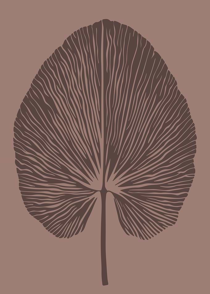 Minimalist Botanical Leaf Print – Earthy Neutral Brown