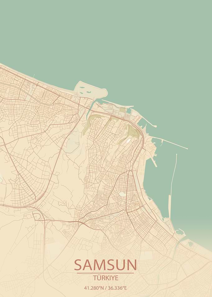 Samsun Türkiye Vintage Style City Map