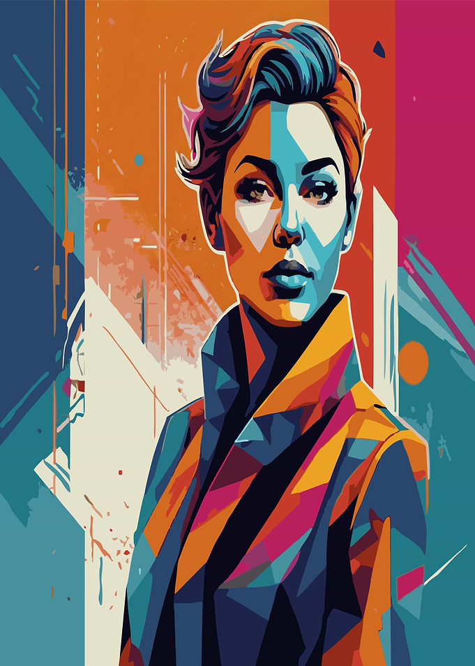 Woman in Geometric Art