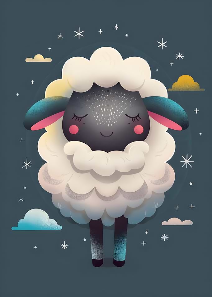 Sleepy Sheep Illustration