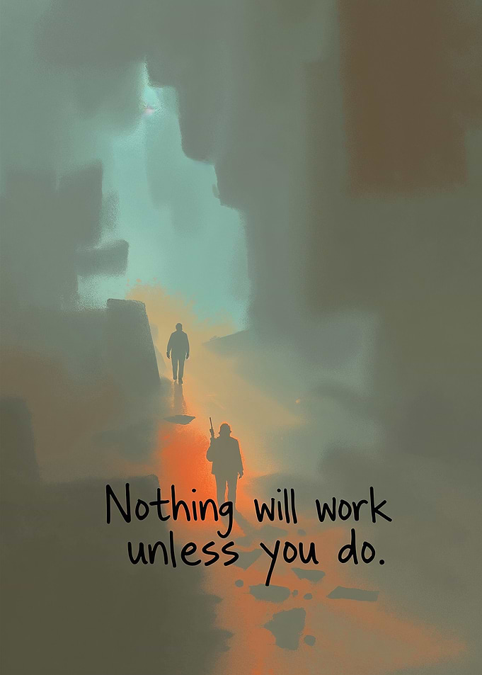 Motivational Quote Artwork, Nothing will work unless you do