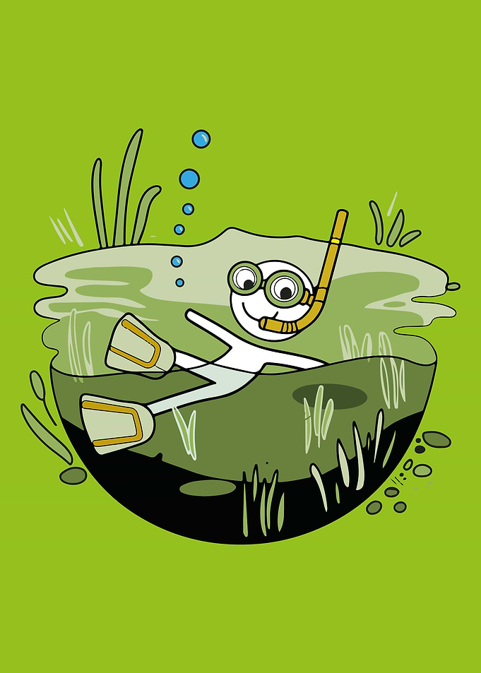 Stick Figure Snorkeling in the bog