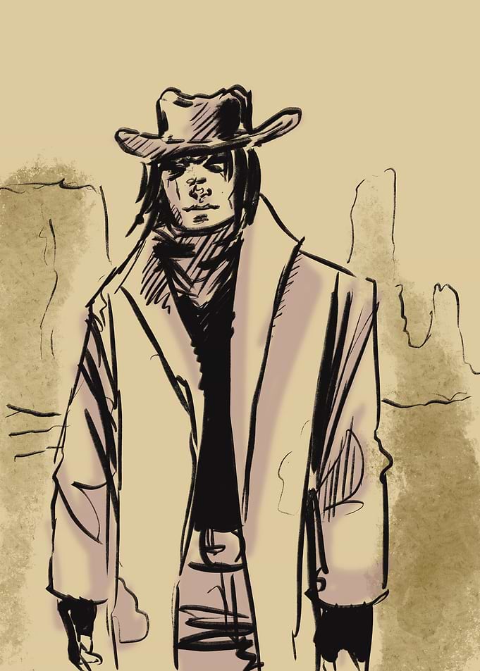 Cowboy in Desert